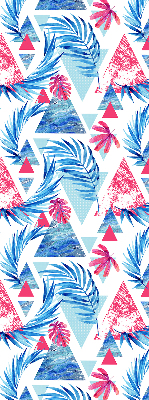 Store enrouleur Feuilles bleues et triangles