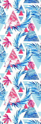 Store enrouleur Feuilles bleues et triangles