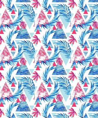 Store enrouleur Feuilles bleues et triangles