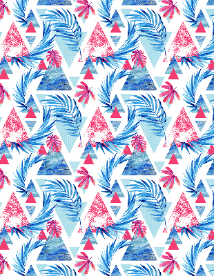 Store enrouleur Feuilles bleues et triangles