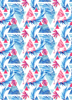 Store enrouleur Feuilles bleues et triangles