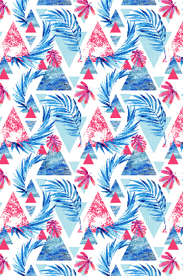 Store enrouleur Feuilles bleues et triangles