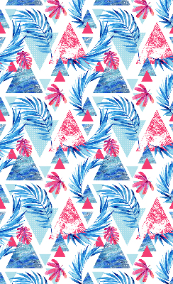 Store enrouleur Feuilles bleues et triangles