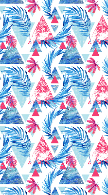 Store enrouleur Feuilles bleues et triangles