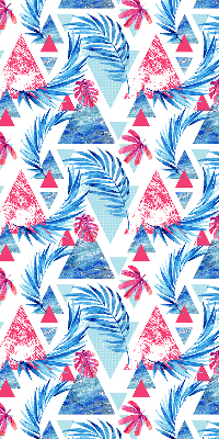 Store enrouleur Feuilles bleues et triangles