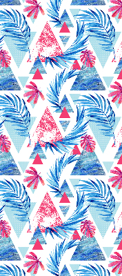 Store enrouleur Feuilles bleues et triangles