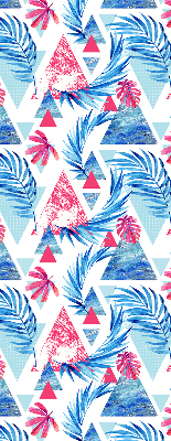 Store enrouleur Feuilles bleues et triangles