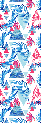 Store enrouleur Feuilles bleues et triangles