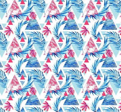 Store enrouleur Feuilles bleues et triangles