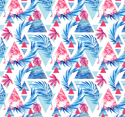 Store enrouleur Feuilles bleues et triangles