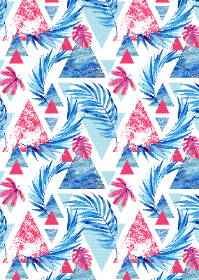 Store enrouleur Feuilles bleues et triangles