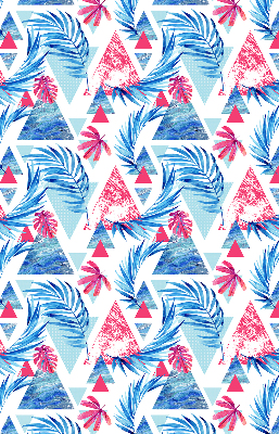 Store enrouleur Feuilles bleues et triangles