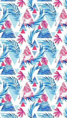Store enrouleur Feuilles bleues et triangles