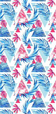 Store enrouleur Feuilles bleues et triangles