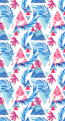 Store enrouleur Feuilles bleues et triangles