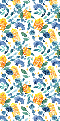 Store enrouleur Maisons jaunes, plantes bleues