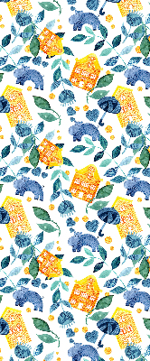 Store enrouleur Maisons jaunes, plantes bleues