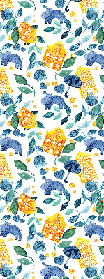 Store enrouleur Maisons jaunes, plantes bleues