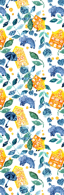 Store enrouleur Maisons jaunes, plantes bleues