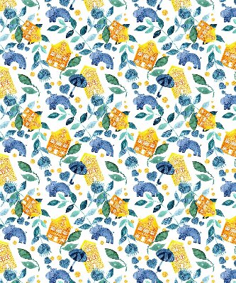 Store enrouleur Maisons jaunes, plantes bleues