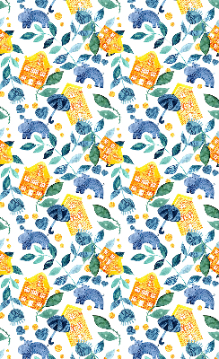 Store enrouleur Maisons jaunes, plantes bleues