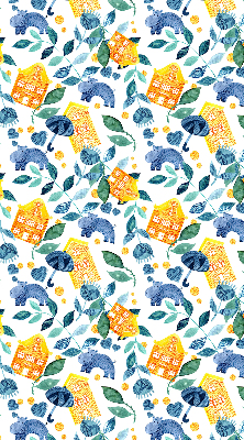 Store enrouleur Maisons jaunes, plantes bleues