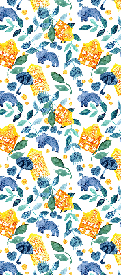 Store enrouleur Maisons jaunes, plantes bleues