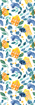 Store enrouleur Maisons jaunes, plantes bleues