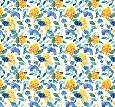 Store enrouleur Maisons jaunes, plantes bleues