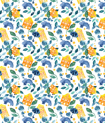 Store enrouleur Maisons jaunes, plantes bleues