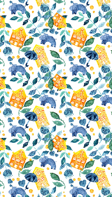 Store enrouleur Maisons jaunes, plantes bleues