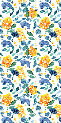 Store enrouleur Maisons jaunes, plantes bleues