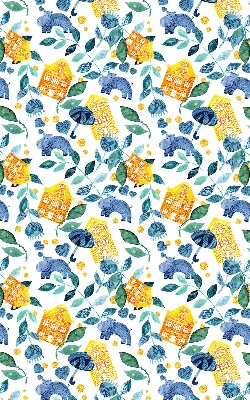 Store enrouleur Maisons jaunes, plantes bleues