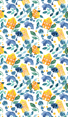 Store enrouleur Maisons jaunes, plantes bleues