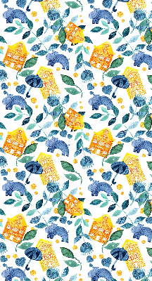 Store enrouleur Maisons jaunes, plantes bleues