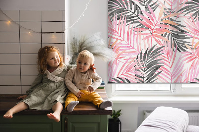 Store intérieur Feuilles roses et noires