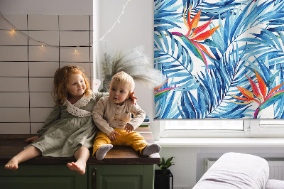 Store enrouleur Feuilles bleues