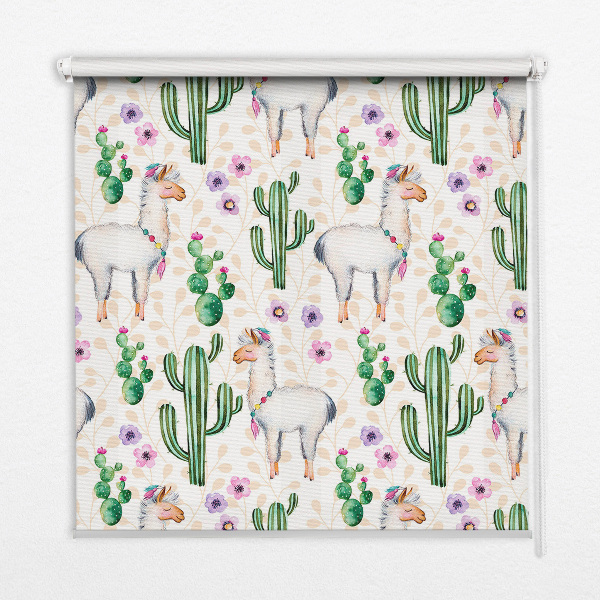 Store enrouleur Lamas et cactus