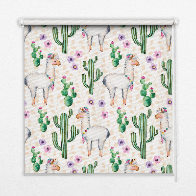 Store enrouleur Lamas et cactus