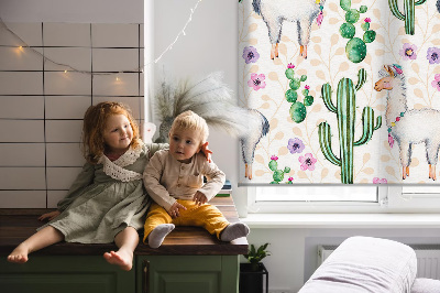 Store enrouleur Lamas et cactus