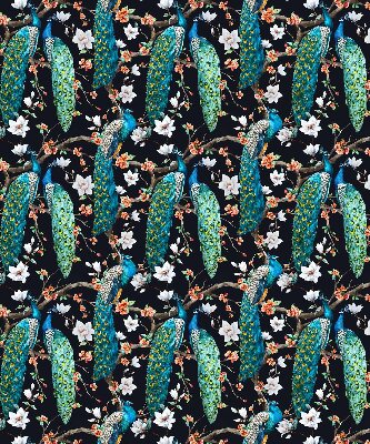 Store enrouleur Paon avec des fleurs