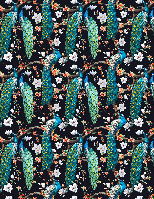 Store enrouleur Paon avec des fleurs