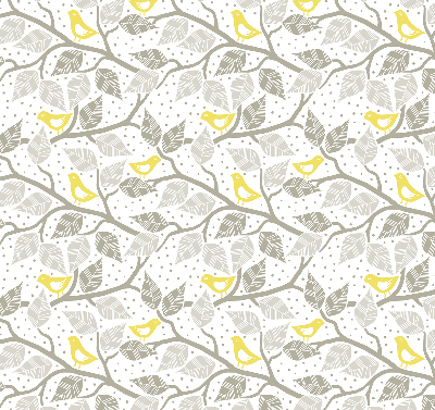 Store enrouleur Oiseaux jaunes sur des branches grises