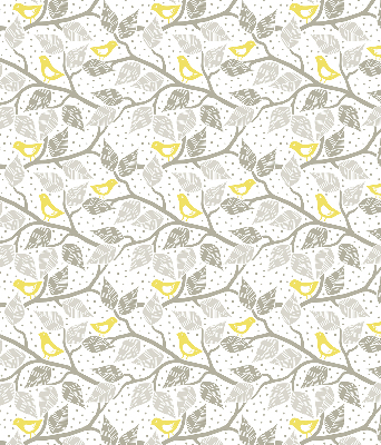 Store enrouleur Oiseaux jaunes sur des branches grises