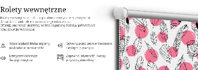 Store enrouleur Plumes et points roses