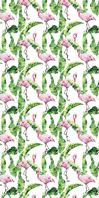 Store enrouleur Flamants roses près des feuilles