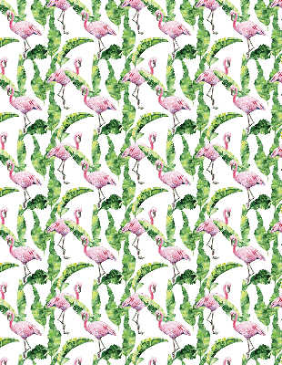 Store enrouleur Flamants roses près des feuilles
