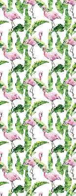 Store enrouleur Flamants roses près des feuilles