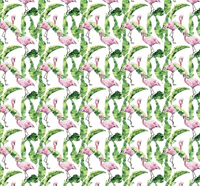 Store enrouleur Flamants roses près des feuilles