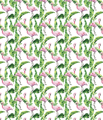 Store enrouleur Flamants roses près des feuilles